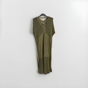 Floris Maxi Knit Dress Sleeveless Sage Gold Resort Sustainable Luxury Sz S/M